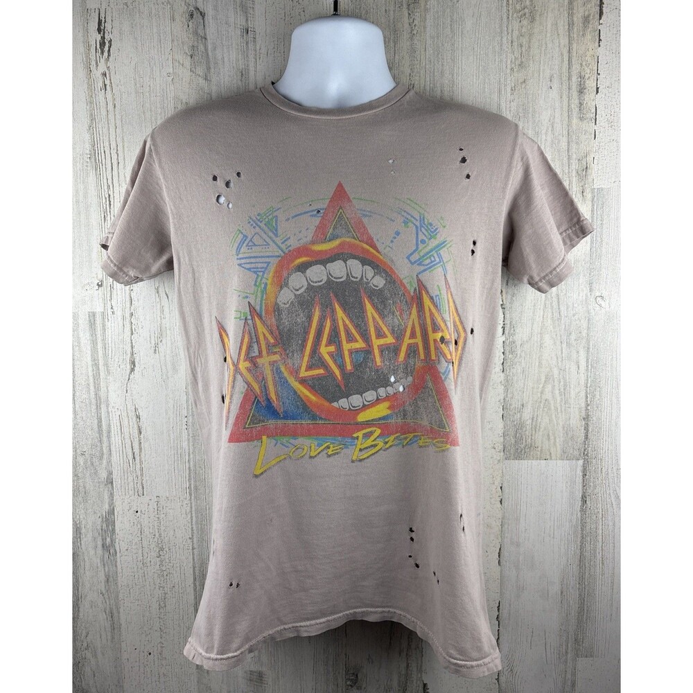 Def Leppard Love Bites Factory Thrashed T-Shirt Small /Medium (17”x26”)